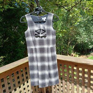 Ann Taylor Loft Petites Gray & Black Plaid Wool Ruffle Beck Sheath Dress Sz 2P